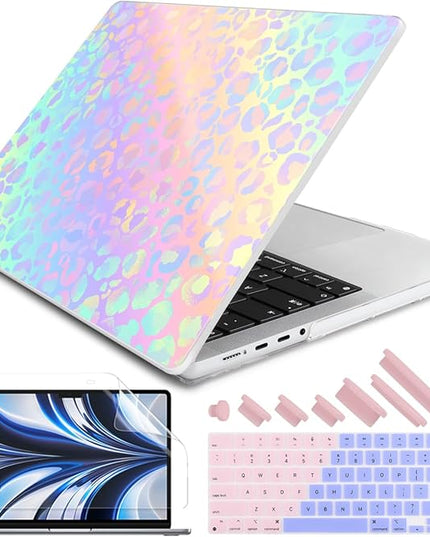 DONGKE Case for M5 MacBook Pro 14 inch 2025 2024-2021 M4 M3 M2 M1, Plastic Hard Shell Cover Compatible with A3434 A3112 A3401 A3185 A2992 A2779 A2442, Retina XDR Display & Touch ID, Leopard Print