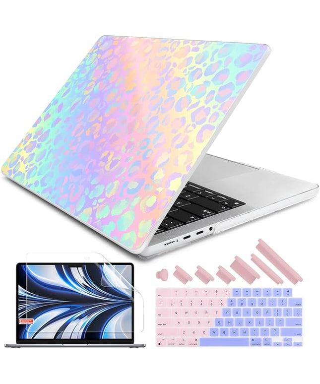 DONGKE Case for M5 MacBook Pro 14 inch 2025 2024-2021 M4 M3 M2 M1, Plastic Hard Shell Cover Compatible with A3434 A3112 A3401 A3185 A2992 A2779 A2442, Retina XDR Display & Touch ID, Leopard Print