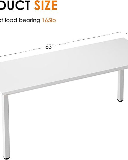 Need 63 Inch Large Computer Desk - Modern Simple Style Home Office Desk Gaming Desk, Basic Writing Table for Study Student, White Desk