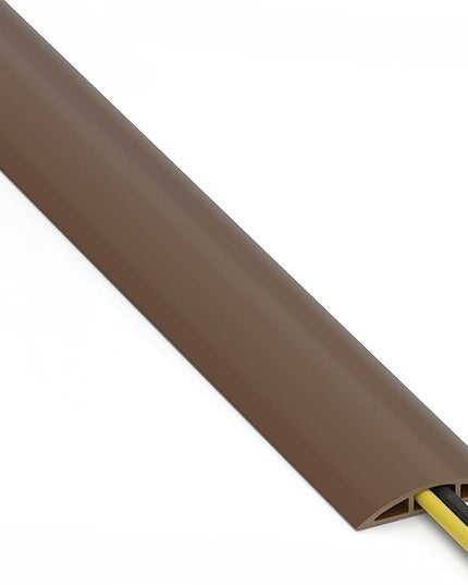 ZhiYo 6ft Cord Hider Floor, Soft PVC Cord Covers for Wires on Floor, Wire Cover to Hide Extension Cords, Cable Cover Protect Cords & Prevent Trips, Cable Cavity: W0.6in x H0.32in, Vintage Coffee Brown