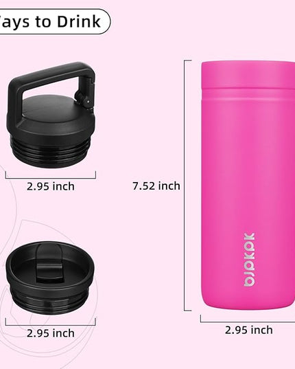 BJPKPK Insulated Water Bottle with 2 Lids,20 oz Double Wall Stainless Steel Vacuum Tumbler Travel Coffee Mug,Wide Mouth Thermal Cup,Barbie Pink