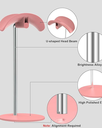 Headphone Stand, Headset Holder with Solid Base for Desk, Compatible with AirPods Max, Beats, Bose, B&O, Sony, Sennheiser, Gaming, etc (Pink)
