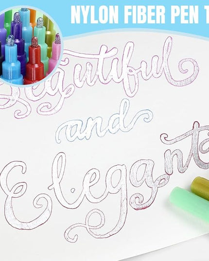 Dual-Line Highlighter, Double Line Outline Pen Sparkle Markers Colorful Art Pens for Writing, Scrapbooking, Coloring and, Journal Drawing, Greeting Cards (20 pcs)