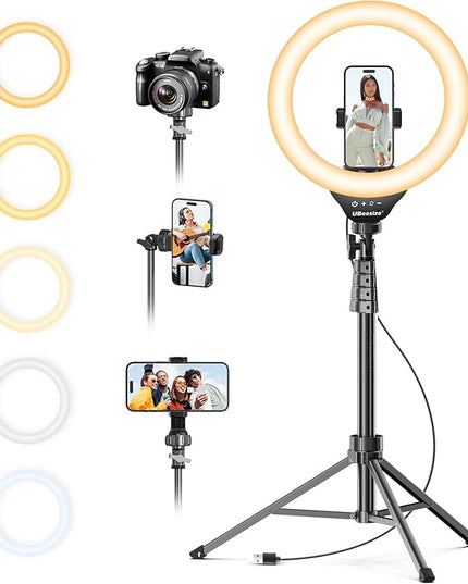 UBeesize 12'' Selfie Ring Light with 62’’ Tripod Stand for Video Recording, Live Streaming(YouTube, Instagram, TIK Tok), Compatible with Phones, Cameras and Webcams