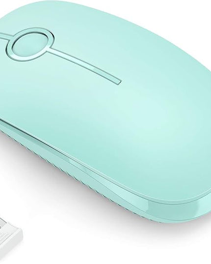 VssoPlor Wireless Mouse, 2.4G Slim Portable Computer Mice with Nano Receiver for Notebook, PC, Laptop, Computer (Mint Green)
