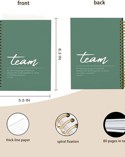 Sage Green Meeting Notebook for Work, Employee Appreciation Gifts, Team Gifts for Employees, Thank You Gifts for Women Men Leader Boss Mentor Manager Coworkers Going Away Retirement, 5.5"x8.3"