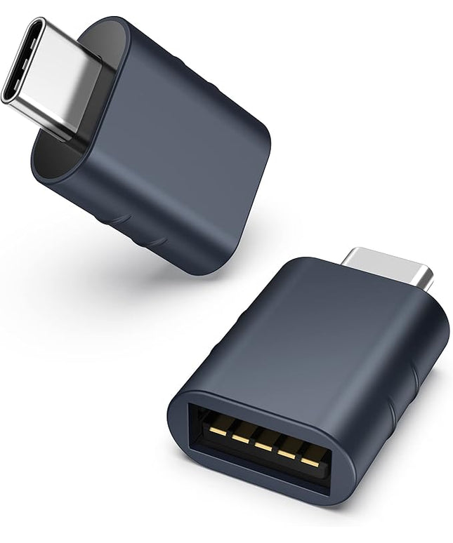 Syntech USB C to USB Adapter Pack of 2 USB C Male to USB3 Female Adapter Compatible with iPhone 17 Pro Max MacBook Pro Air 2024 iMac iPad mini Pro, Other Type C or Thunderbolt 4/3 Devices, Midnight
