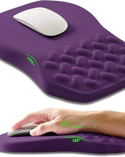 Ergonomic Slope Mouse Pad Wrist Support, Wrist Rest Mousepad for Carpal Tunnel Pain Relief with Massage Bulge and Slow Rebound Memory Foam (12x8 inch, Deep Purple)