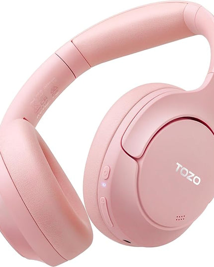 TOZO HT2 Hybrid Active Noise Cancelling Headphones, Wireless Over Ear Bluetooth Headset, 60H Playtime, Hi-Res Audio Custom EQ via App Deep Bass Comfort Fit Ear Cups, for Home Office Travel