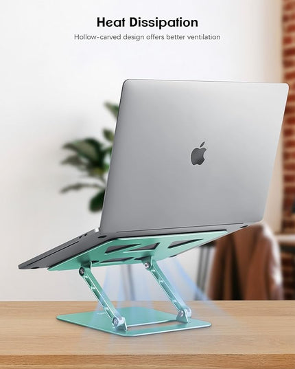 Adjustable Laptop Stand for Desk,Portable Laptop Stand Holder and Riser,Foldable Aluminum Notebook Computer Stands for MacBook Air Pro HP Lenovo Dell Samsung, 10-15.6 inch (Fresh Green)