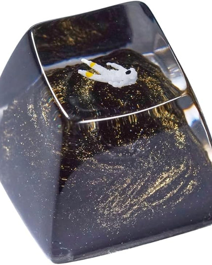 Gold Galaxy Astronaut Artisan Keycap R1 SA Profile Custom Astronauts Keycaps 1U ESC Space Explorer Handmade Gaming Resin Key Cap Cherry MX Switch Compatible Mechanical Keyboard Space Lover Gift