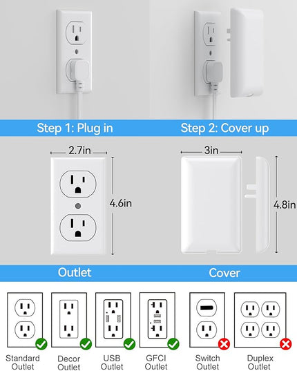 20FT Extension Cord with Outlet Cover & Multi USB, Ultra Thin Outlet Concealer with Cord & 12AC Outlet 6 USB (24W/4.8A), Charging Station for Multiple Devices, for Behind Wall Furniture Couch TV