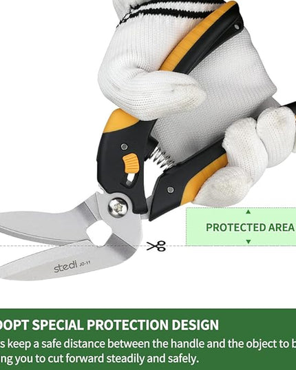 stedi 9-Inch Scissor Heavy Duty, All Purpose Scissors, Cardboard and Carpet Shears, TPR Handle, Extremely Sharp Blades with Finely Serrated -Easy Cutting Thick Paper, Leather, Fabric
