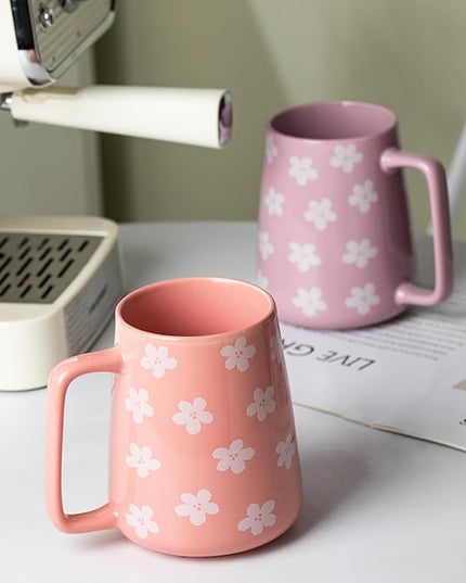 HYTYSKAR 24 OZ Extra Large Ceramic Coffee Mug, Jumbo Coffee Mugs, Big Tea Cups with a Large Handle for Office and Home, Microwave and Dishwasher Safe (24 OZ Pink)