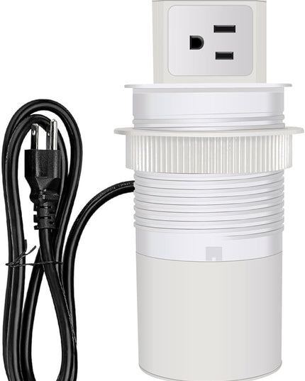 Pop Up Outlet 15W Wireless Charger,with 4 Outlets 1875W USB-C PD20W Super Charging 6.5FT 16AWG Cable 3.86 inch Desk Hole Pop Up Power Outlet for Kitchen Countertop,Office Conference Table (White)