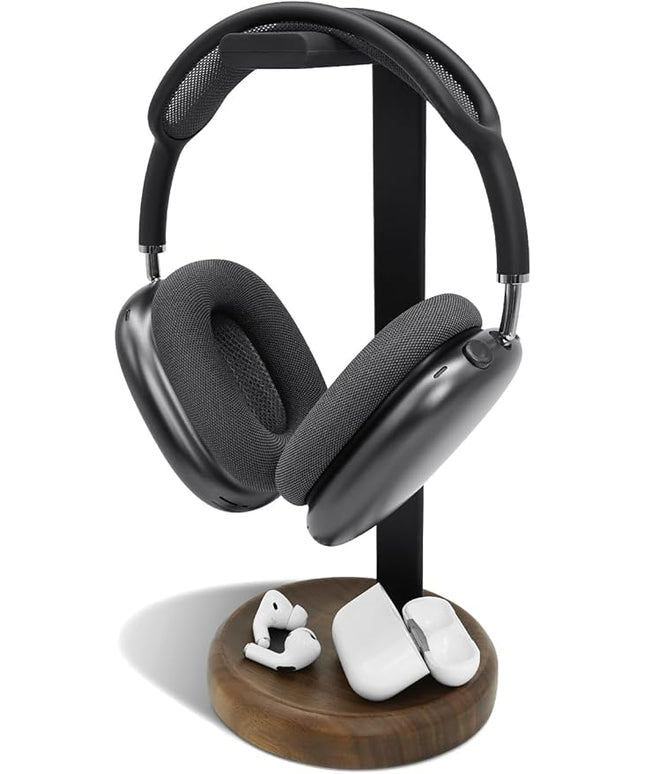 GEVO Headphone Stand for Desk - Wooden Headset Stand for Desk - Wooden Headphone Holder with Airpods Max and More