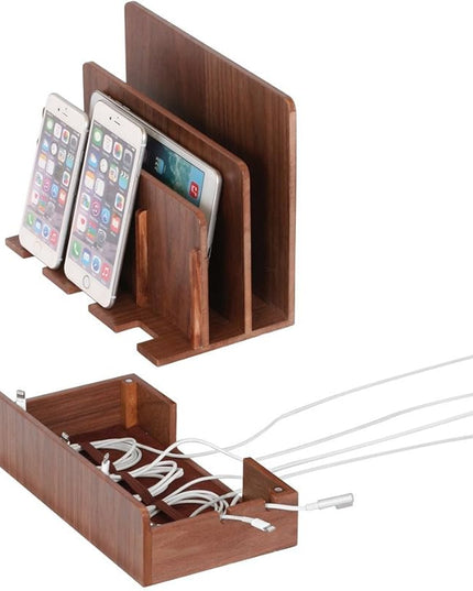 G.U.S. The Original Multi Charging Station | Home Office Desktop Charging Station for Multiple Devices | for Laptops, Tablets, Smart Phone | Phone Holder, Station Dock & Organizer - Walnut