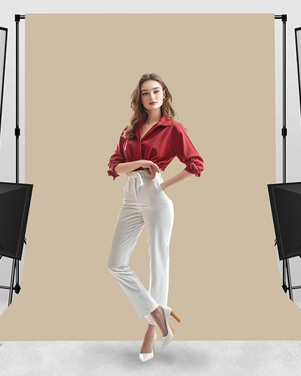 Photo Backdrop Beige Fabric Professional Photography Solution 8x10ft Seamless Design Eliminate Wrinkles Baby Shower Pregnant Women Shooting Scene Background