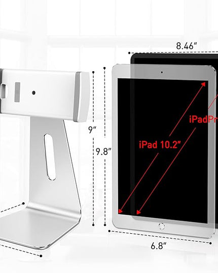 AboveTEK Elegant Tablet Stand, Aluminum iPad Stand Holder, Desktop Kiosk POS Stands for 7-15.6 inch iPad/Portable Monitor, Tablet Mount for Showcase Office Reception Countertop