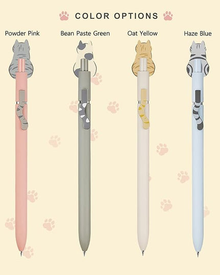 VICO Cute Cat Gel Pens – 4 Pack 0.5mm Fine Point Black Ink, Smooth Quick-Dry Writing Pens for School, Office & Study – Kawaii Aesthetic Stationery Gift