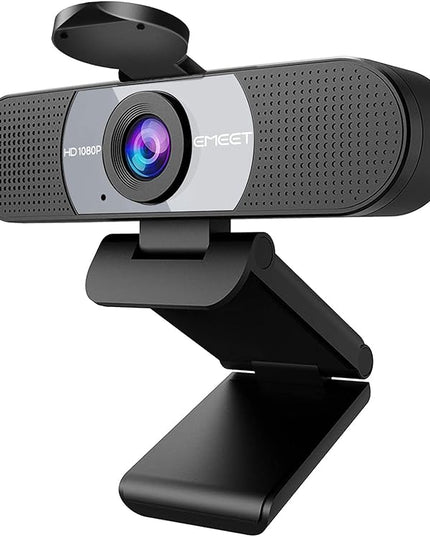EMEET 1080P Webcam, C960 Web Camera with 2 Noise-Cancelling Microphones & Privacy Cover, 90° FOV Computer Camera, Plug & Play USB Webcam for Calls/Conference, Zoom/Skype/YouTube, Laptop/Desktop, Grey