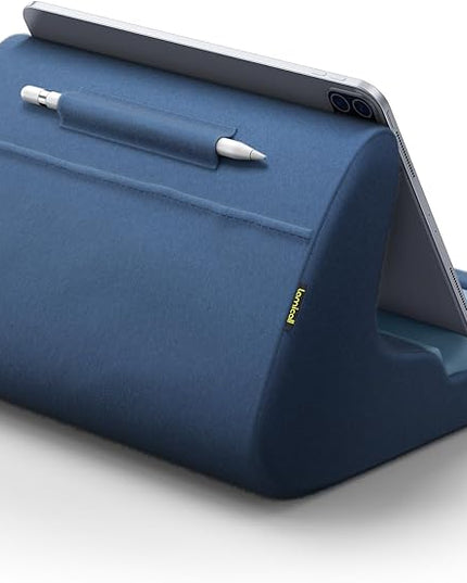 Lamicall Tablet Stand, Pillow Holder for Bed - Soft Pad Lap Mount With Stylus Mount & Pocket for iPad Pro 12.9, Air, Mini, Kindle, Galaxy Tab and 4-13" Tablets, Royal Blue