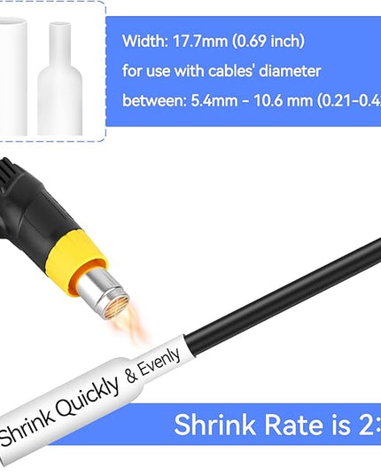 4 Pack Compatible for Heat Shrink Tube HSe-241 HSe241 HS241 HSe HS-241 0.69'' 17.7mm P-Touch Black on White Heat Shrink Tape for PT Printer PT-300 PT-H500 PT-E500 PT-E550W PT-D600 PT-P710BT PT-P750W