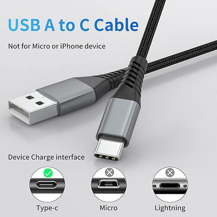 6 inch USB C Cable Short, 0.5ft 3-Pack USB A to USB C Cable Braided USB Type C Fast Charging Cable C Type Charger Cord for Samsung Galaxy S24 S23 Note 20, Moto G8, Google Pixel, iPhone 15 16 Pro Max