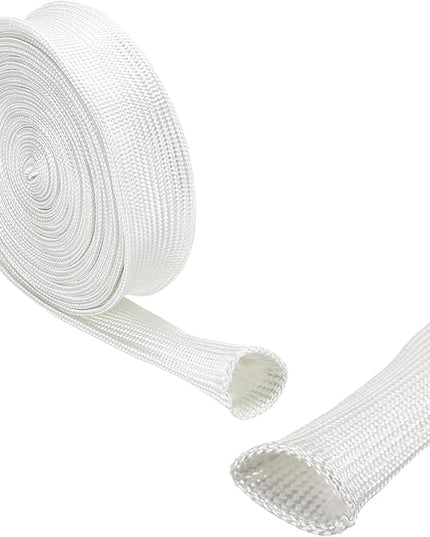 uxcell Insulation Cable Protector,15mm/0.59 Inch-5m/16 Feet High Temp Fiberglass Sleeve White