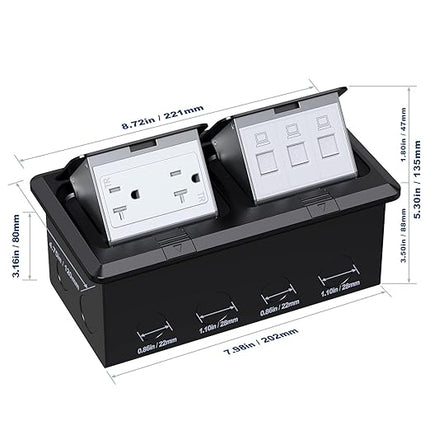 Dual Pop-Up Floor Box Electrical Kit (TR-20A, Black)