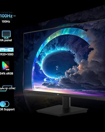 KTC 24 Inch 1080P Full HD Computer Monitor, 100Hz HDR10 Frameless Gaming Monitor with Freesync, HDMI & VGA Ports PC Monitor for Working, VESA, Tilt Adjustable, Eye Care