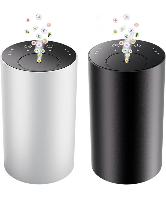 Waterless Essential Oil Diffuser, Portable Aromatherapy Diffuser, Mini Scent Machine, Battery Operated, 1/4/8-Hour Timer, 20ml Capacity, 3 Mist Levels for Home, Car, Room Office.No Included Oil(2pcs)