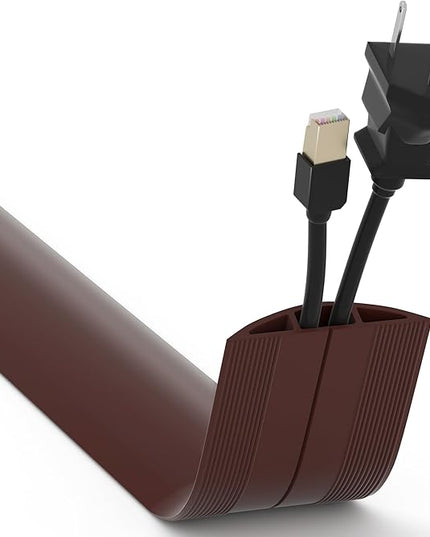 Floor Cord Cover 6ft, Cord Hider Floor Hide Extension Cords, Floor Cable Management Prevent Cable Trips, Floor Cable Cover Wire Covers for Cords, Cable Protector Cord Cavity W0.6in x H0.32in Brown