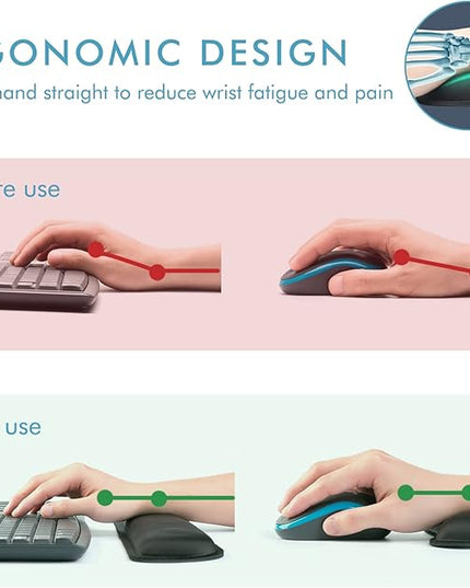 VAGAU Premium Keyboard Wrist Rest and Mouse Pad Wrist Support, Ergonomic Memory Foam Set for Office, Laptop, Mac, Computer and Gaming, Comfortable Typing &Wrist Pain Relief (2 Pack)