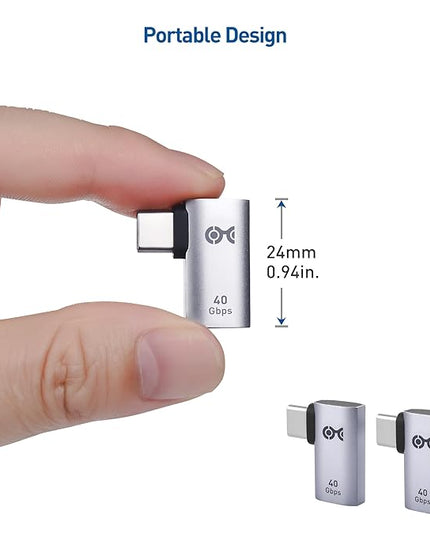 Cable Matters 2-Pack 40Gbps Flat Right Angle USB C Adapter, Up to [4K@240Hz Video, 240W Charging, 40Gbps Data Transfer] 90 Degree USB C Adapter, Compatible with Thunderbolt 4, iPhone 16, Steam Deck