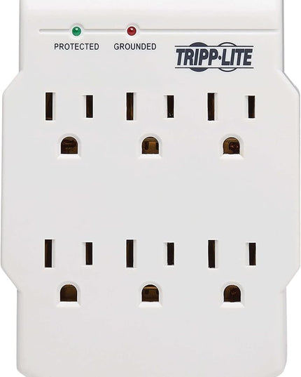Tripp Lite 6 Outlet Surge Protector Power Strip, Direct Plug in, Gray, Lifetime Limited Warranty & $10,000 Insurance (SK6-0) White