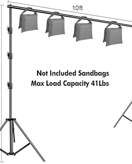 SLOW DOLPHIN 10 x 10Ft Photo Video Studio Heavy Duty Adjustable Muslin Backdrop Stand Background Support System Kit for Photography with Carrying Bag 8 Pcs Clip Clamps