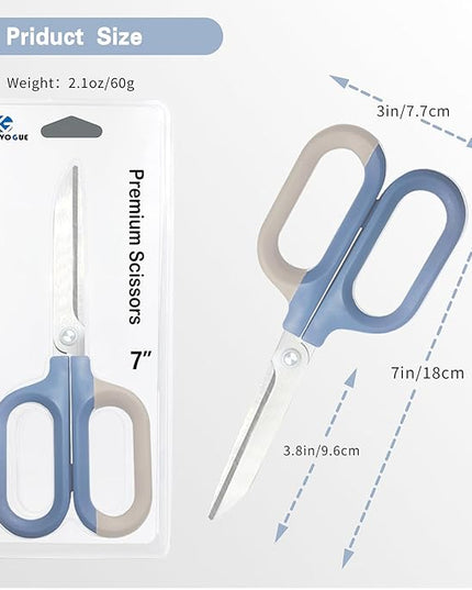 Blue Cute Office Scissors with Comfort-Grip Handles, Sharp Craft Scissors for DIY Art, Sewing, Fabric, Student, Teacher, and Home Use(7", Blue-1Pack)