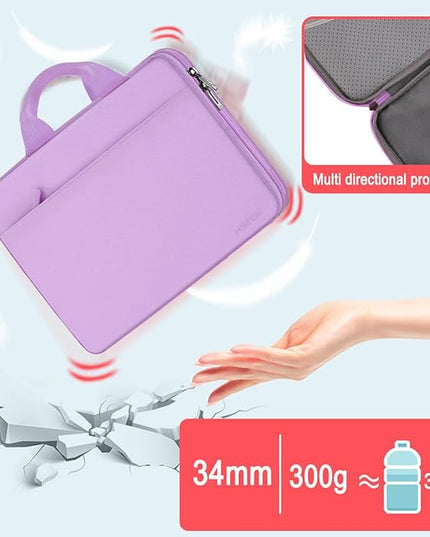 Hseok Laptop Case 13.3-14 inch Briefcase Handbag, Water-Resistant and Shockproof Computer Sleeve Compatible with MacBook Pro 14", Mac Air/Pro 13.3" and 13"-14" Notebooks Chromebooks,Purple