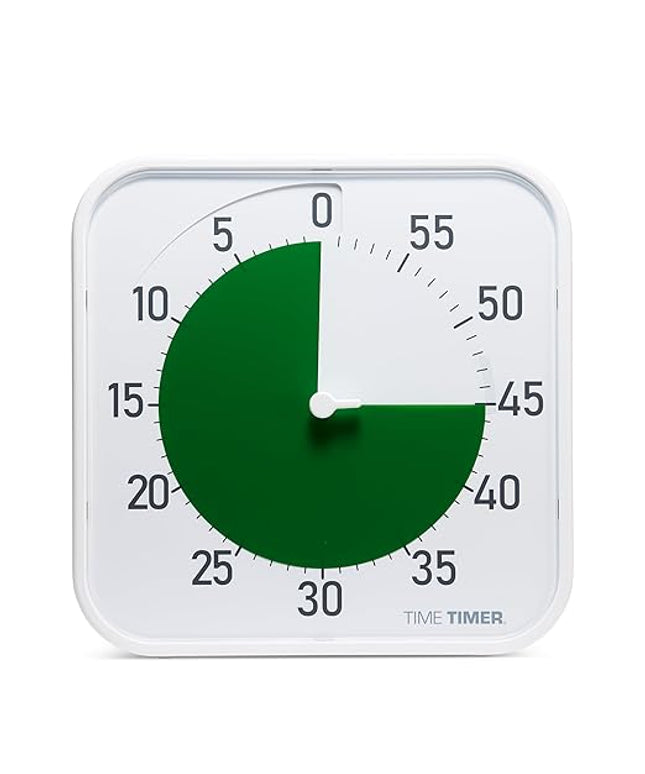 Time Timer Original 12" Visual Countdown Timer – Large 60-Minute Silent Classroom Visual Timer for SEL, Emotional Regulation, Focus, Calm Transitions, ADHD, Autism – (Green & White)