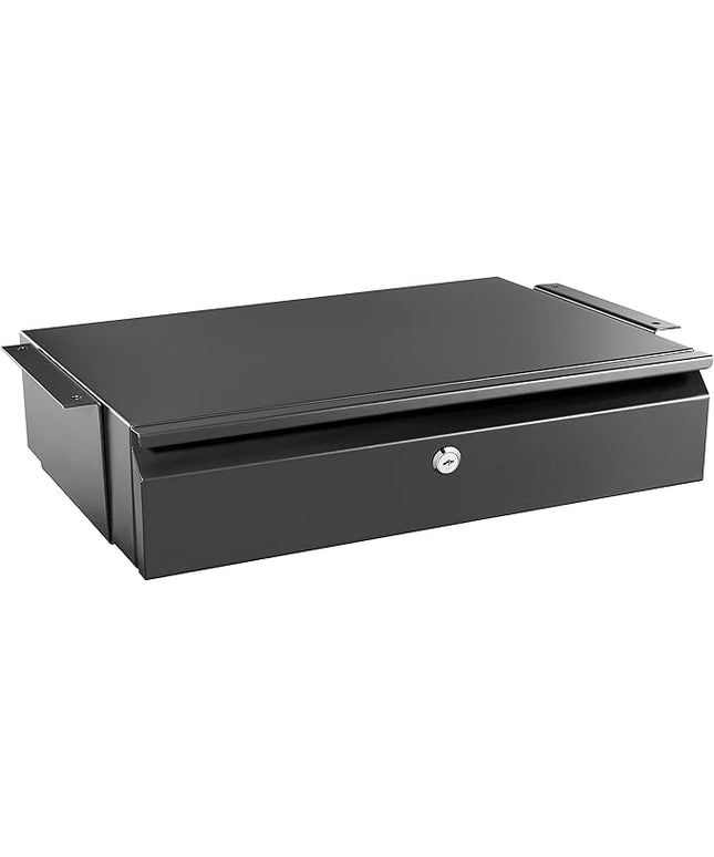 Mount-It! Under Desk Pull-Out Drawer with Lock and 2 Keys Included | Office Storage Organizer | Mounts to Desktops Tables and Workbenches Over 0.71 Inches Thick | Matte Black