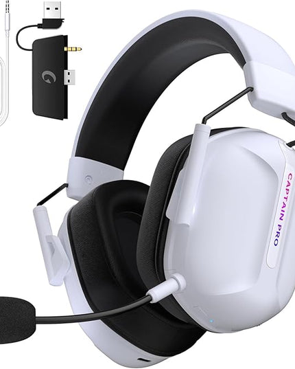 RYR Wireless Gaming Headset for Xbox Series X|S, Xbox One, PC, PS5/4, Mac, Mobile, Switch, 3D Surround Sound, Bluetooth 5.3, 60H Battery, Gaming Headphones with Detachable Noise Canceling Mic-White