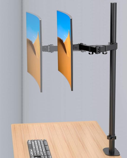 Pholiten Extra Tall Single Monitor Desk Mount Stand with 31.5inch Pole for 13 to 32 inch Screens,Fully Adjustable Monitor Arm Mount for Desk,Holds up to 22lbs