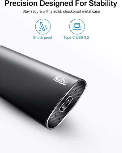 Netac 2TB Portable SSD USB 3.2 Gen 2 (10 Gbps, Type-C) External Solid State Drive Backup Slim Portable Drive for File Storage/Business Travel Essential, Rapid Read & Write Low Noise, Zslim