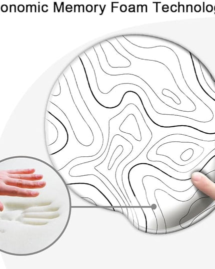 Ergonomic Mouse Pad with Wrist Support,Mouse Pad with Wrist Rest,Relieve Wrist Pain Mousepad Non-Slip Rubber Base,Mouse Pads for Desk,Computers,Laptop,Office,Home,Accessories White Topographic Line