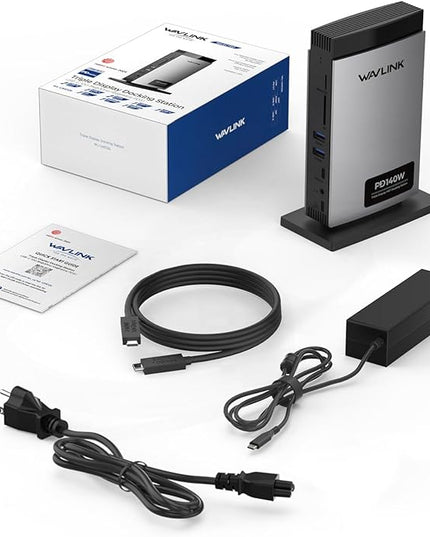 WAVLINK Laptop Docking Station 3 Monitors(Max Resolution: Single 8K or Triple 4K), 11-in-1 USB C Docking Station with 125W PD3.1 Pass-Through & Power Adapter, HDMI + 2* DP, for MacBook M1–M4 & Windows