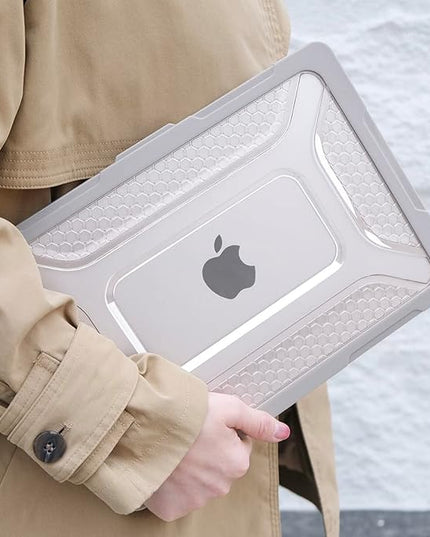 Batianda Extreme Heavy Duty Case for New MacBook Air 13.6 inch 2025 M4 2024 2022 A3240 A3113 A2681 - Anti-Slip Rubberized Stand (Holds 25lbs) Honeycomb Exoskeleton Max Cooling & Stability - Rock Gray