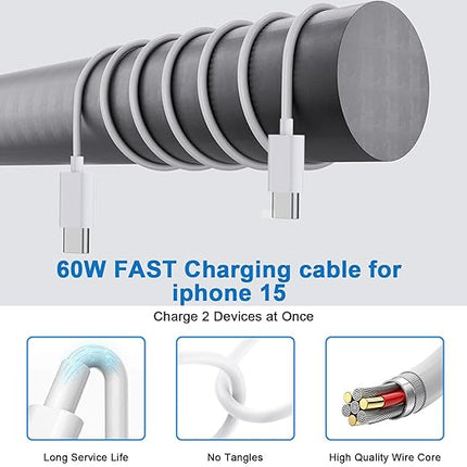 10FT iPhone 17/16e Fast Charger,2Pack 20W Dual Port USB C+A Power Adapter 10Foot Long USB C to C Fast Charging Cable Cord Quick Charging for iPhone 17 Air/17 Pro/17 Pro Max/16/16 Pro/15/15 Pro/Pro Max