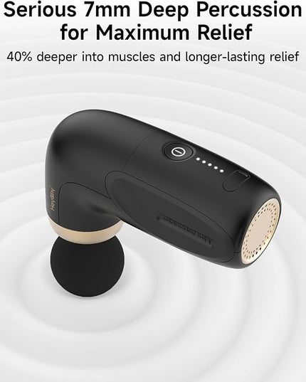 HEYCHY A1 Super Mini Massage Gun, Percussion Deep Tissues Muscle Massager, Travel Massage Gun, Compact Sports Massager, Portable Handheld Massager for Office Gifts for Him/Her, Home, Athletes(Black)