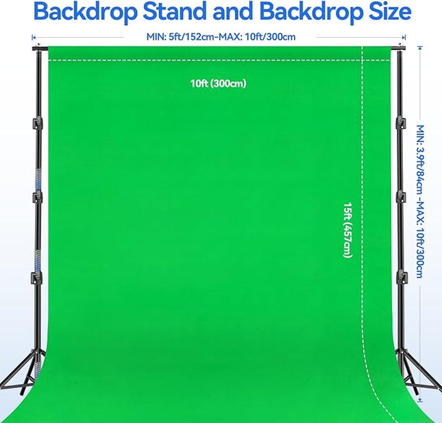 EMART 10 x 10ft Green Screen Backdrop Kit with Tripod Stand, Photography Background Support System with 10 x 15ft 100% Cotton Muslin Chromakey Backdrop for Photo Studio, Video Shooting, Live Streaming